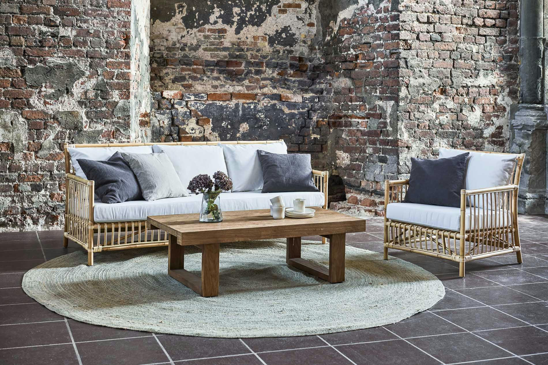 CAROLINE - Fauteuil lounge en rotin naturel brut
