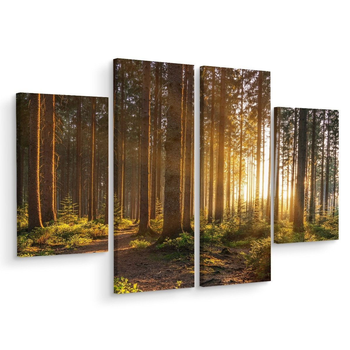 Obraz 4-Częściowy ZACHÓD SŁOŃCA Pejzaż 3D 80x60cm