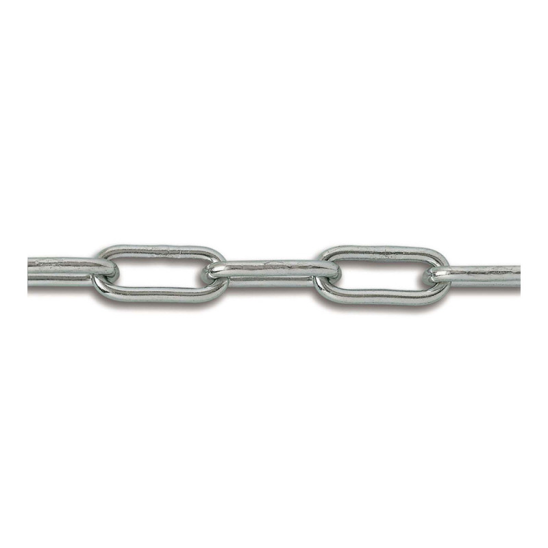 Chaine soudée avec maille longue en acier zingué Ø 8 mm au mètre CHAPUIS