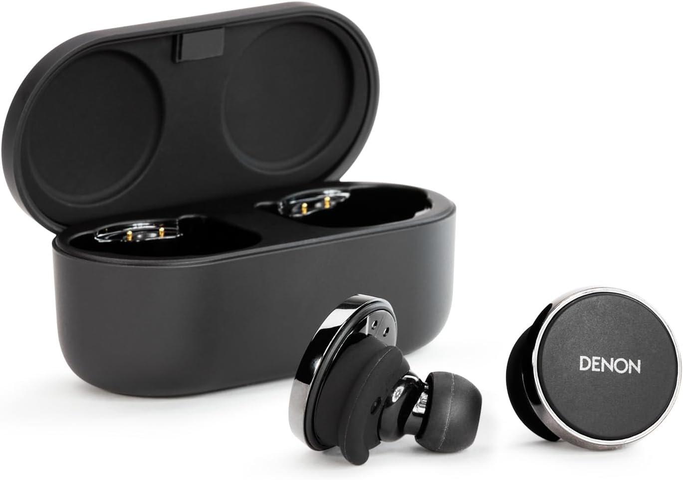 Denon PerL Pro True Wireless Earbuds - Adaptive Active Headphones Wireless Noise Canceling  Masimo Adaptive Acoustic Technology  Spatial Audio  32Hr Battery Life  Wirefree Charging  Black