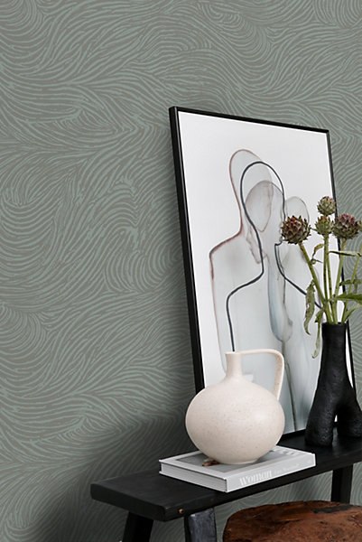 ESTAhome papier peint 3D motif nuages vert grisé 50 x 900 cm
