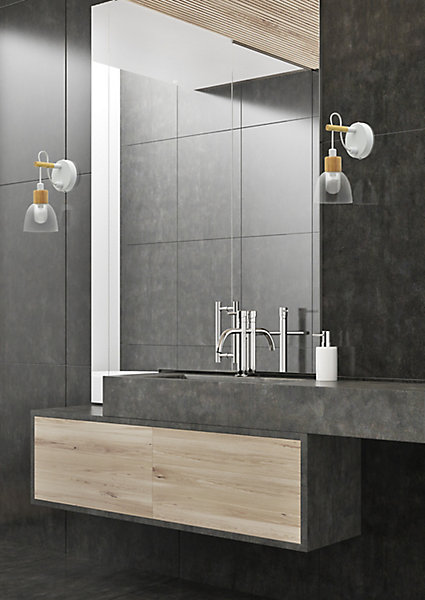 Applique murale de salle de bain H. 20 x P. 16 x L. 10,5 cm Bedglass IP44 G9 33W blanc Seynave