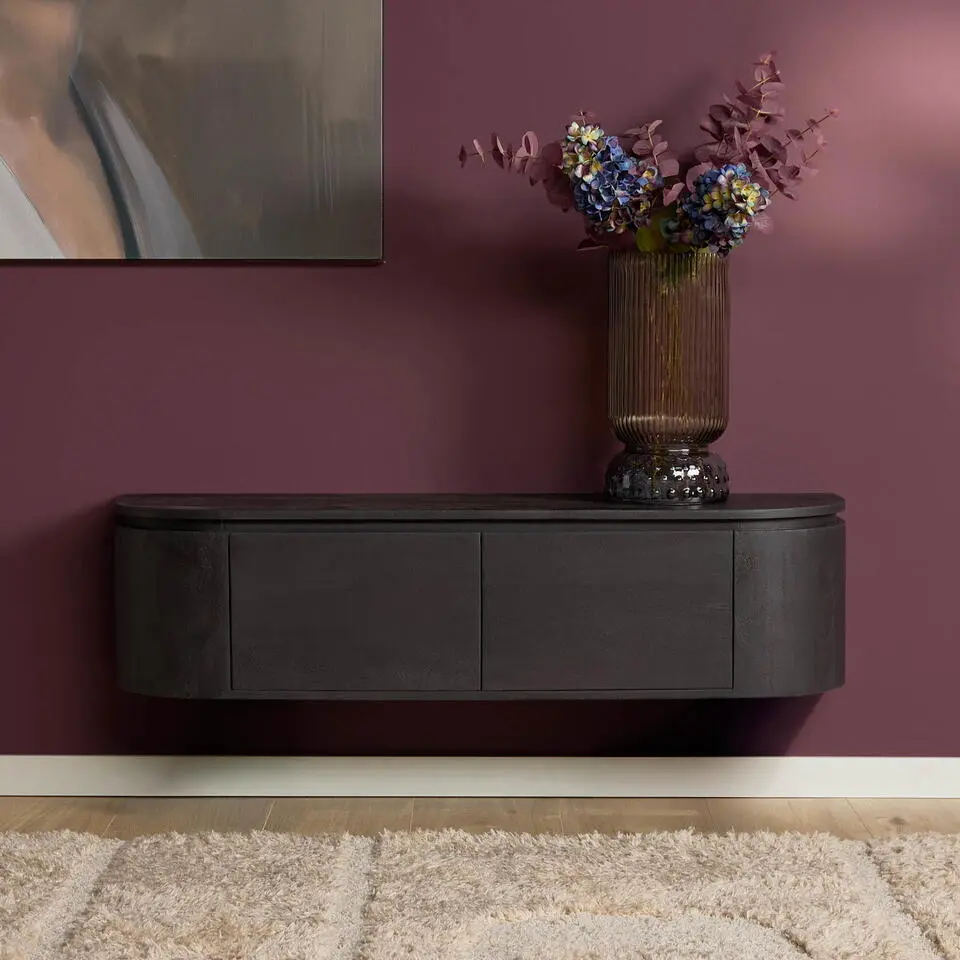 Tv-meubel Zwart Hout - 120x35x30cm - Excellent