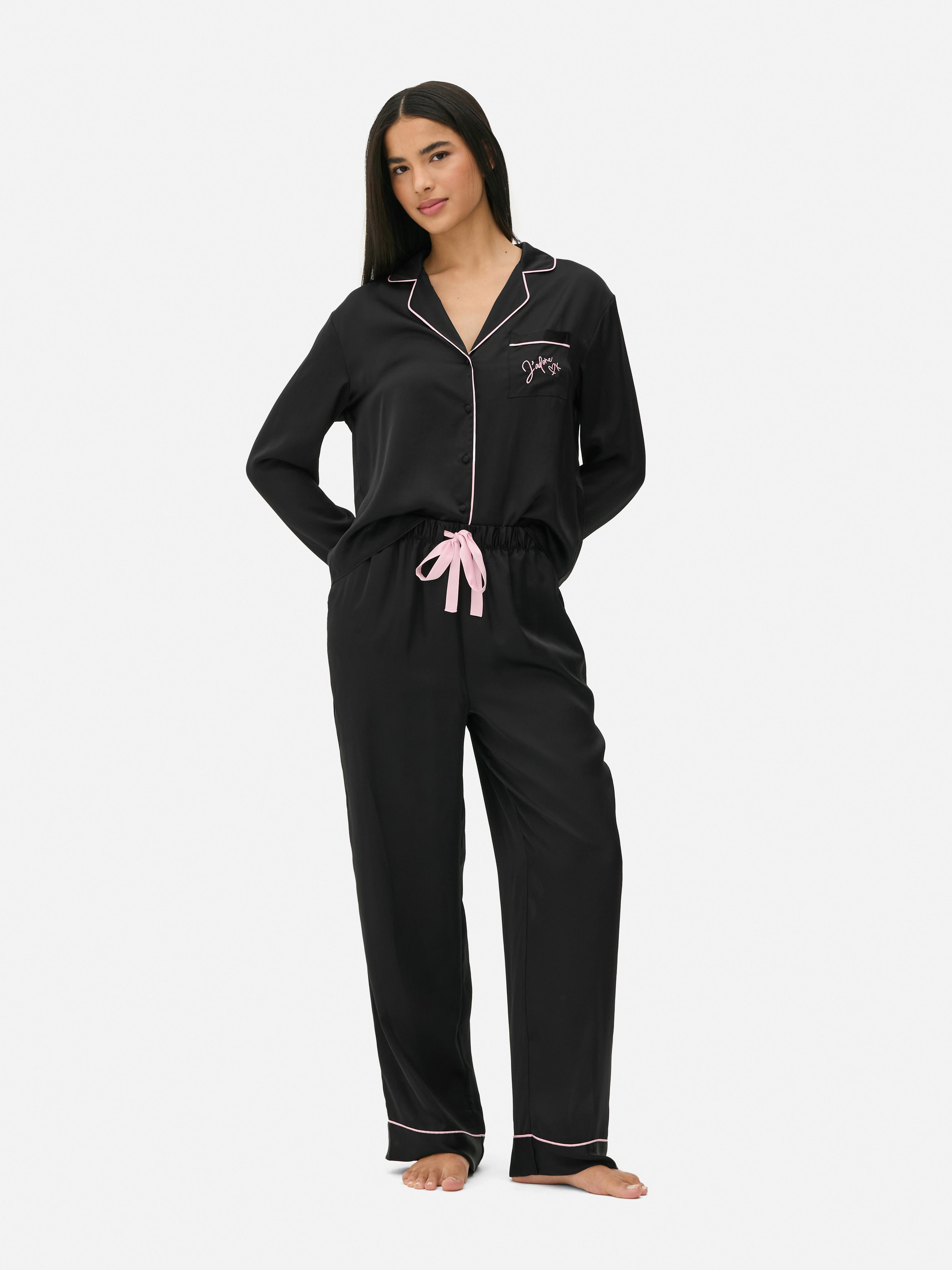 Satin Piped Boyfriend Pajama Set