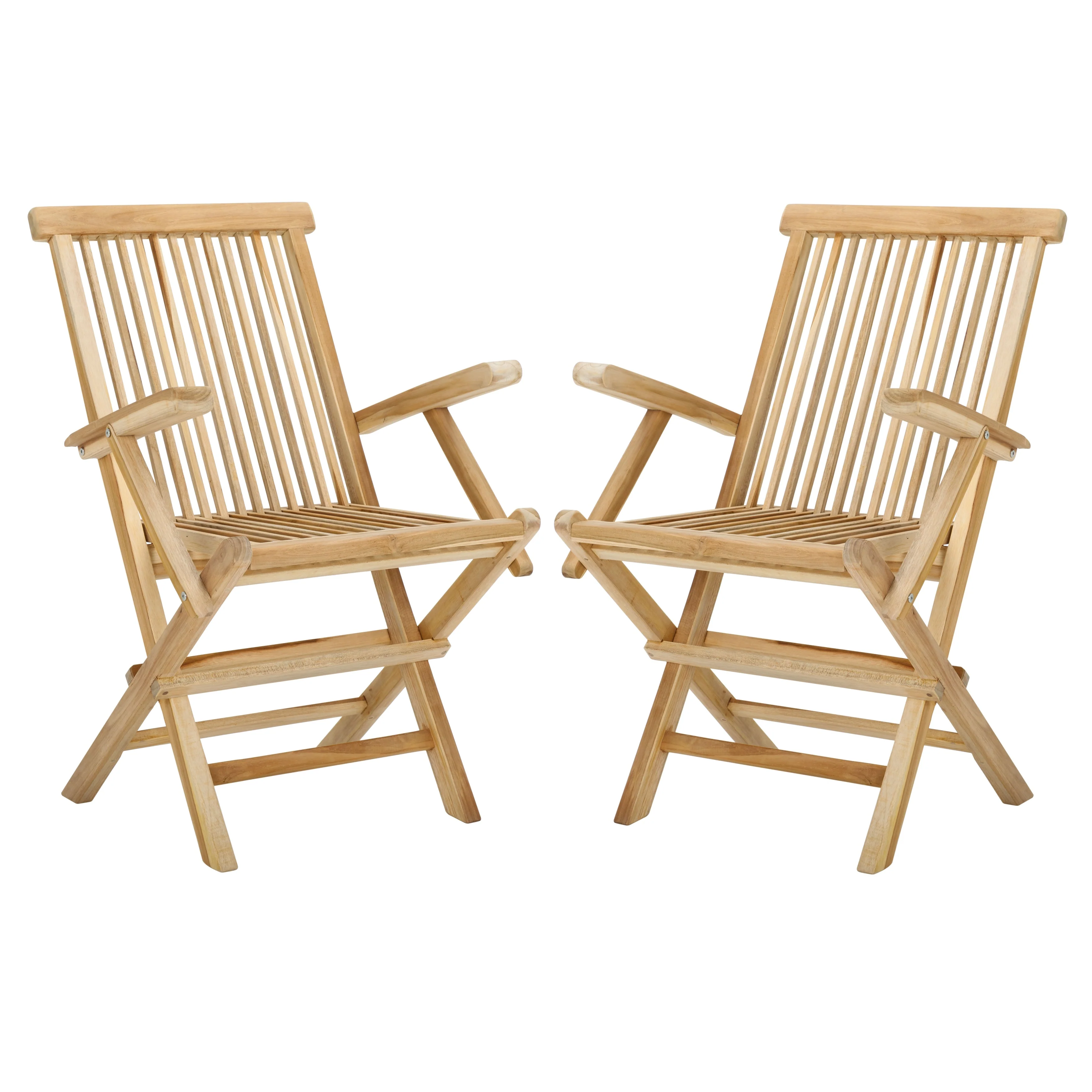 SAFAVIEH Outdoor Patio Furniture Marcus Solid Teak Wood Folding Arm Chair (Set of 2) - 22W x 23D x 35H