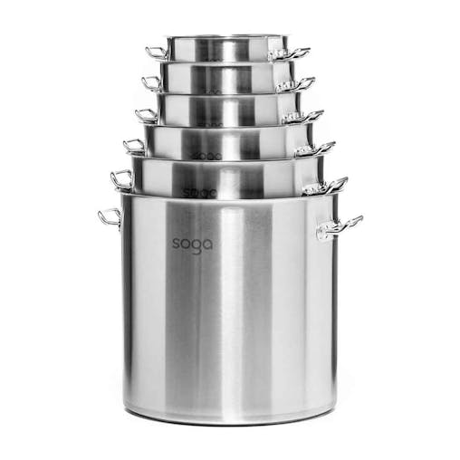 SOGA Stock Pot 50L Top Grade Thick Stainless Steel Stockpot 18/10