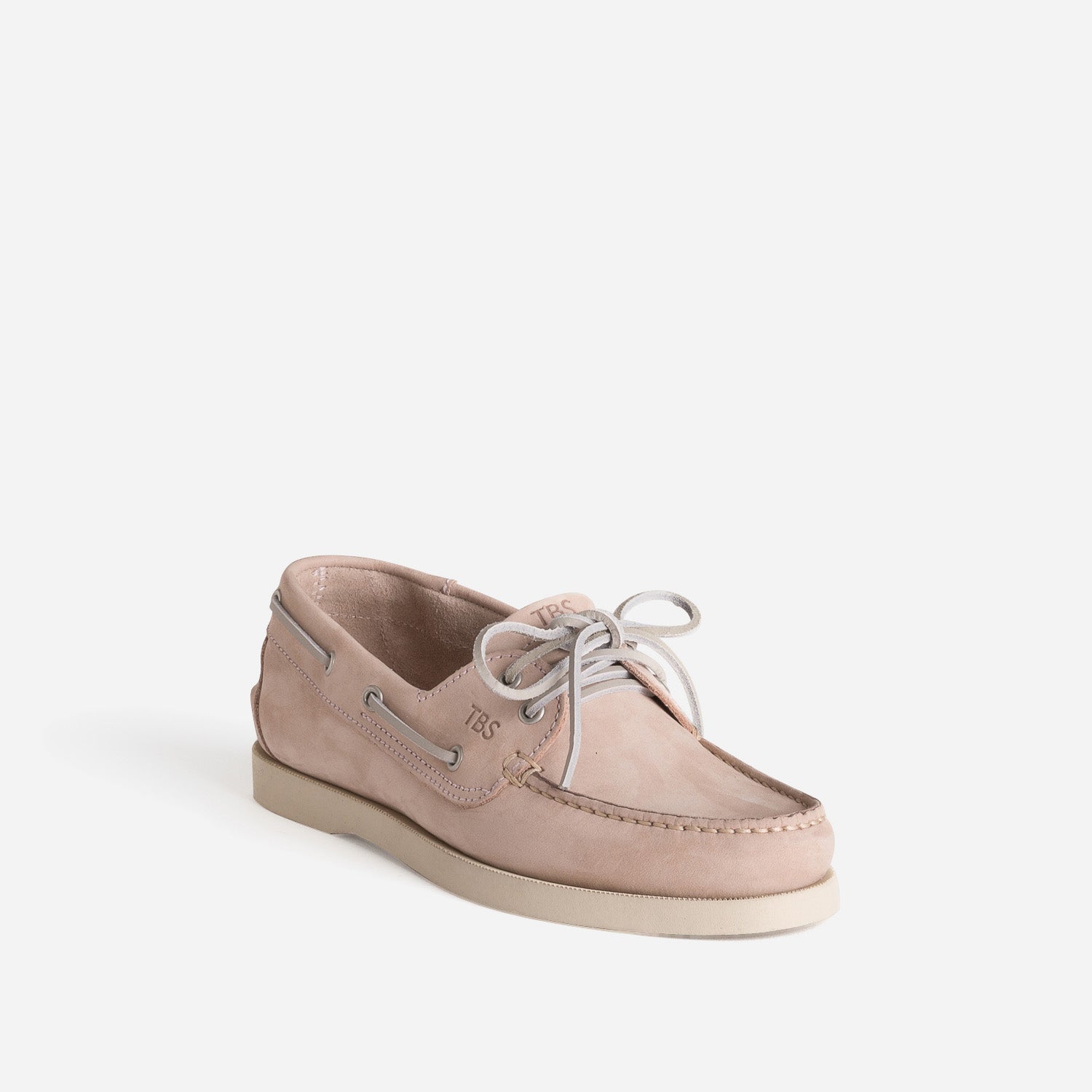 Chaussure bateau TBS rose cuir velours