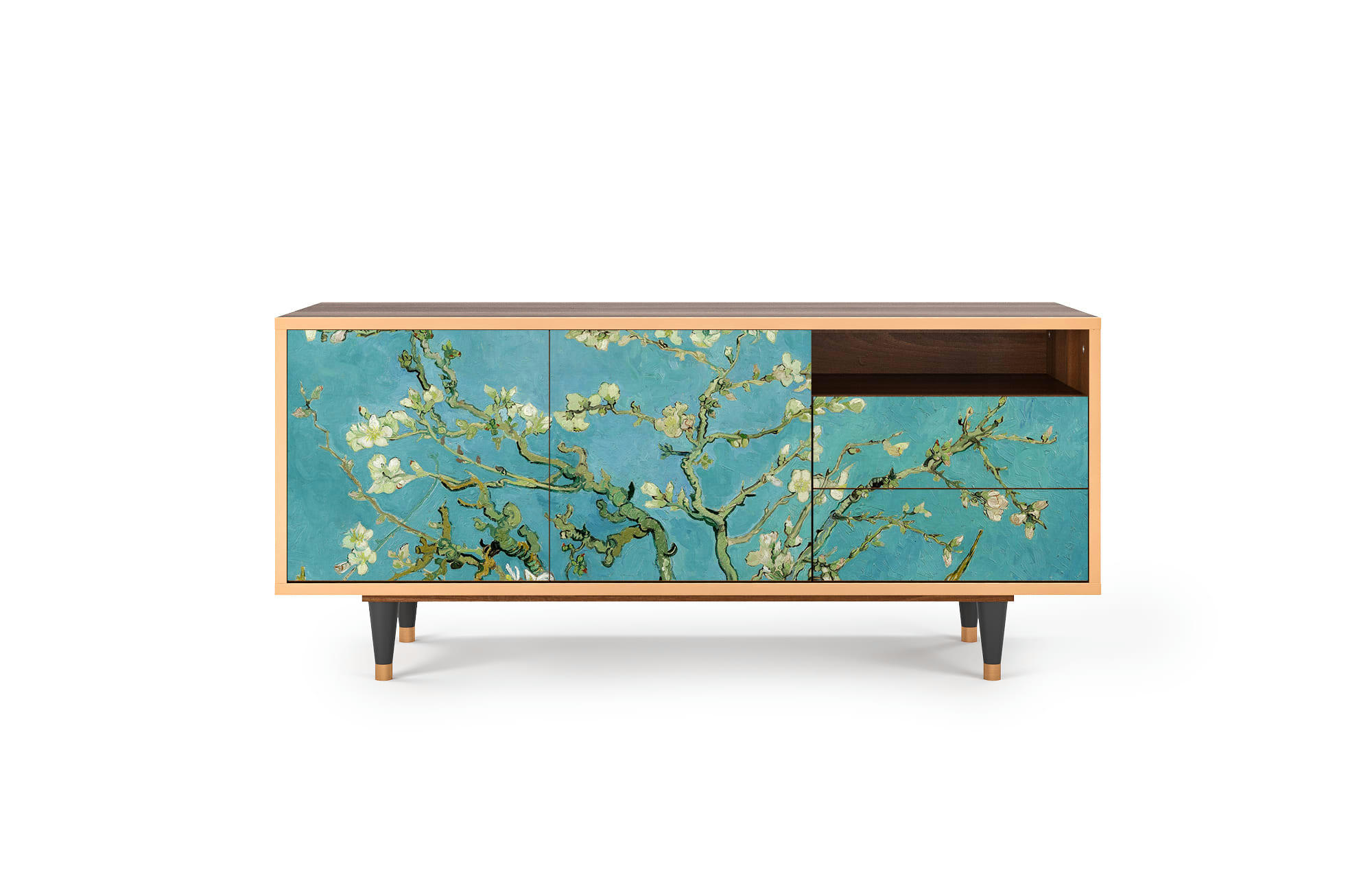 ALMOND BLOSSOM BY VAN GOGH - Meuble TV  bleu 2 tiroirs et 2 portes L 125 cm
