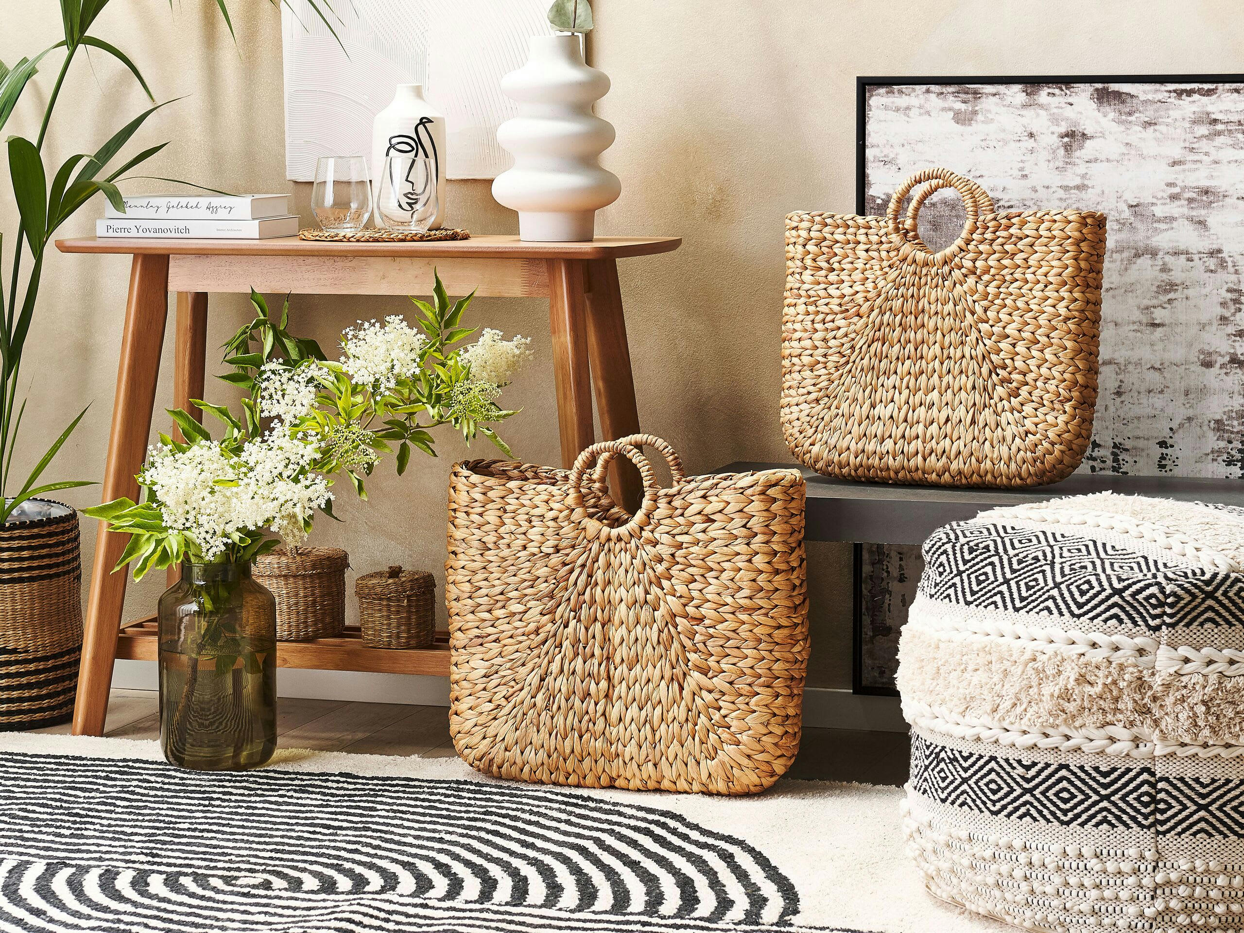 POMPANO - Lot de 2 paniers en jacinthe d'eau naturel