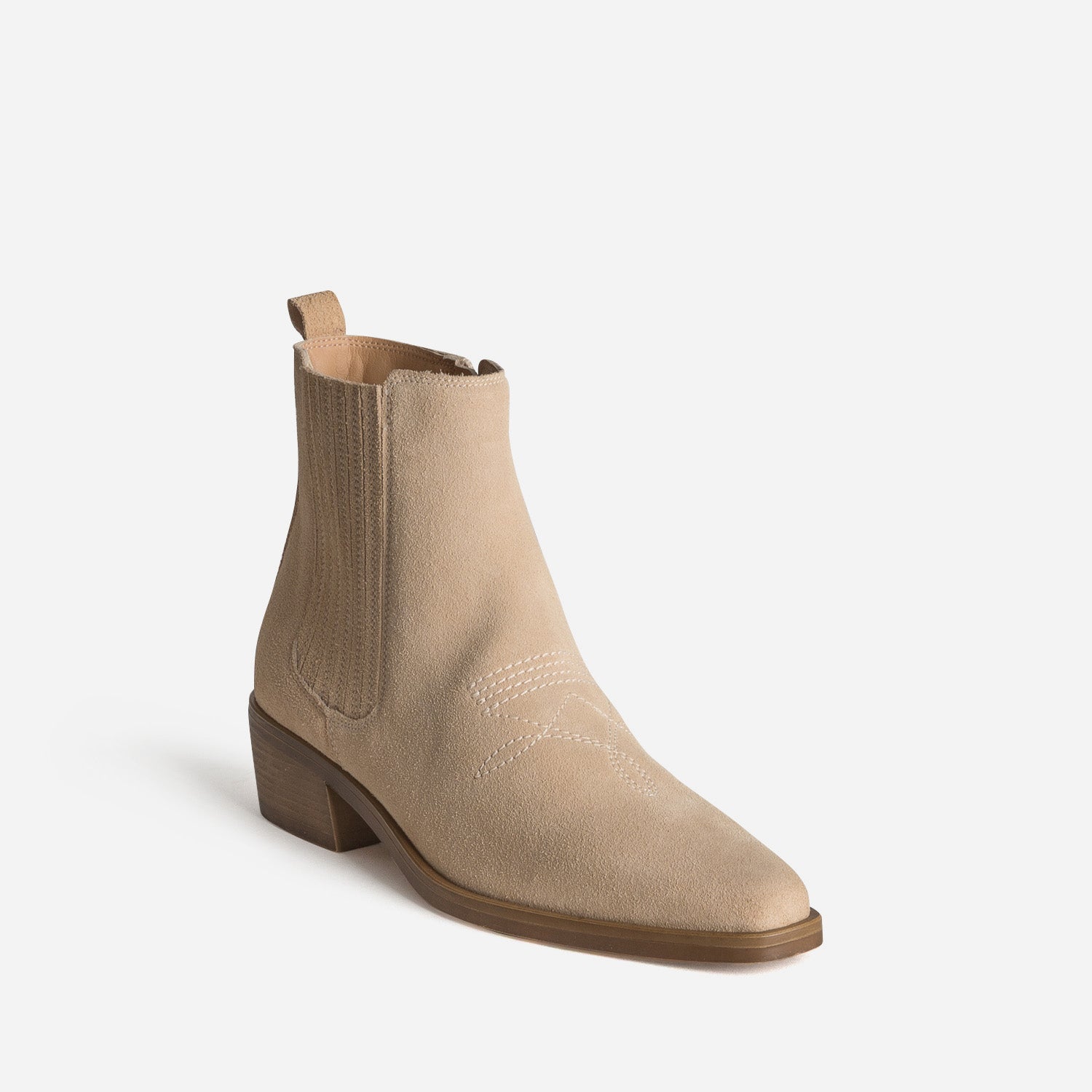 Chelsea boots beige cuir velours