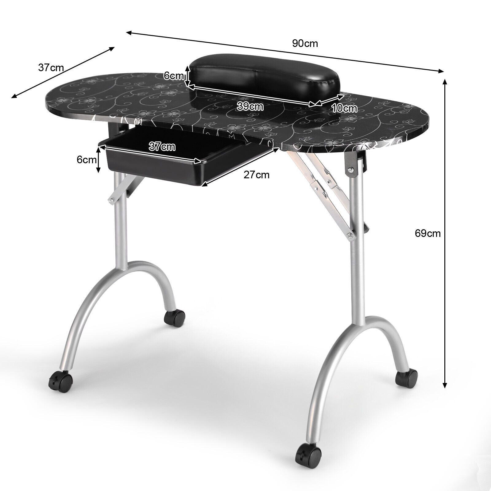 Costway Nails Art Table Set Manicure Tech Desk Portable Nail Table Station