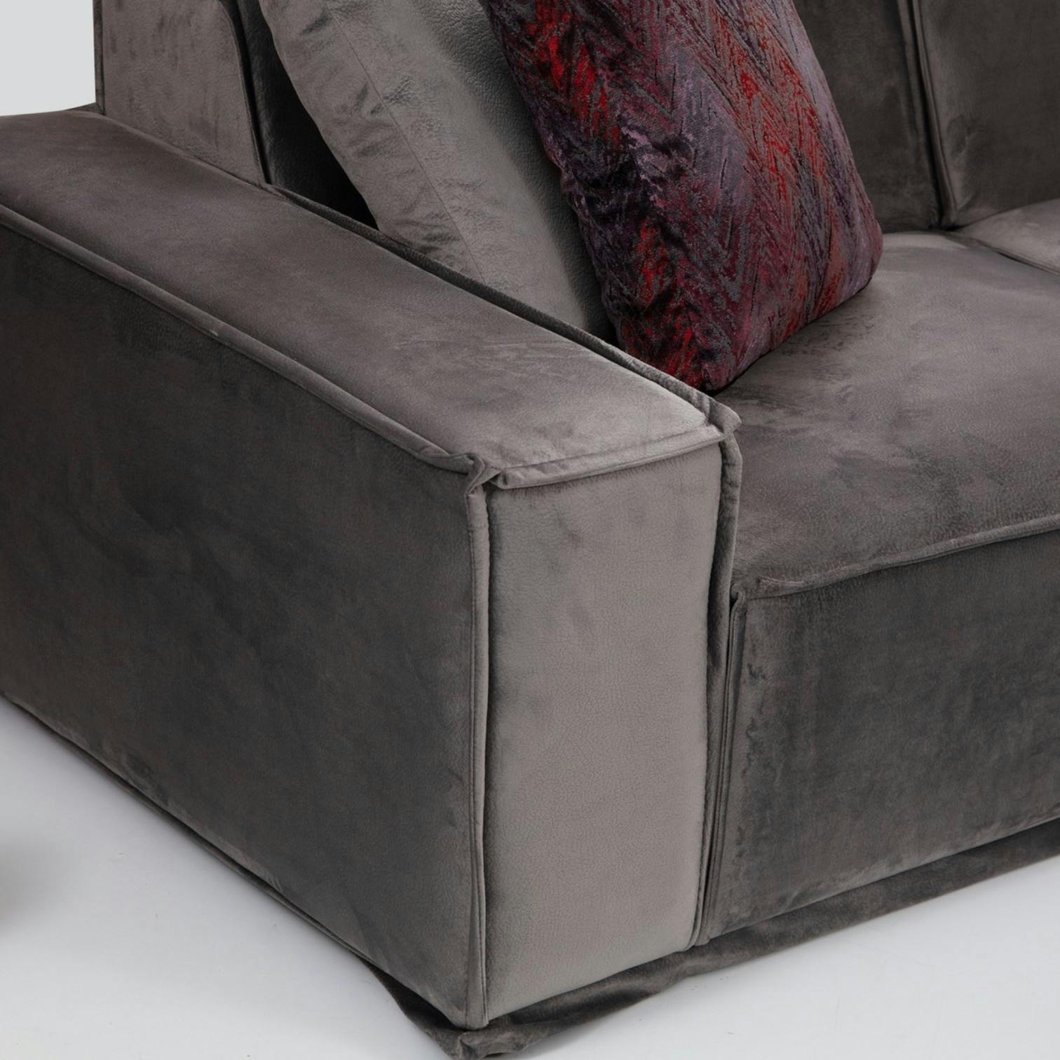 Canapé 3 places modulable velours gris, style urbain BILLUND