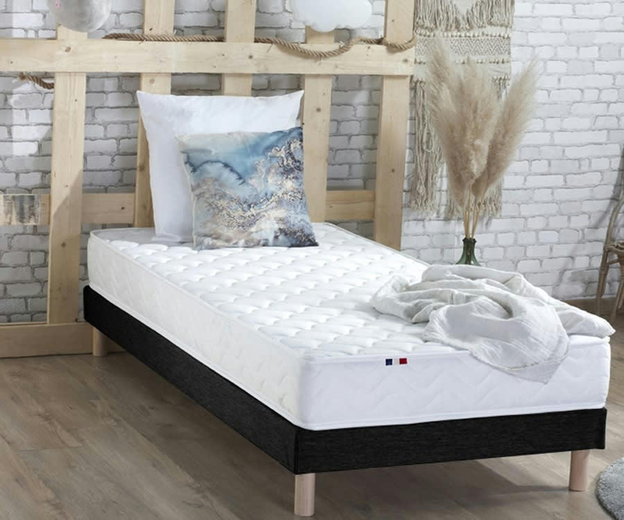 ENSEMBLE SPECTRE - Ensemble matelas ressorts fermes sommier noir 90x190