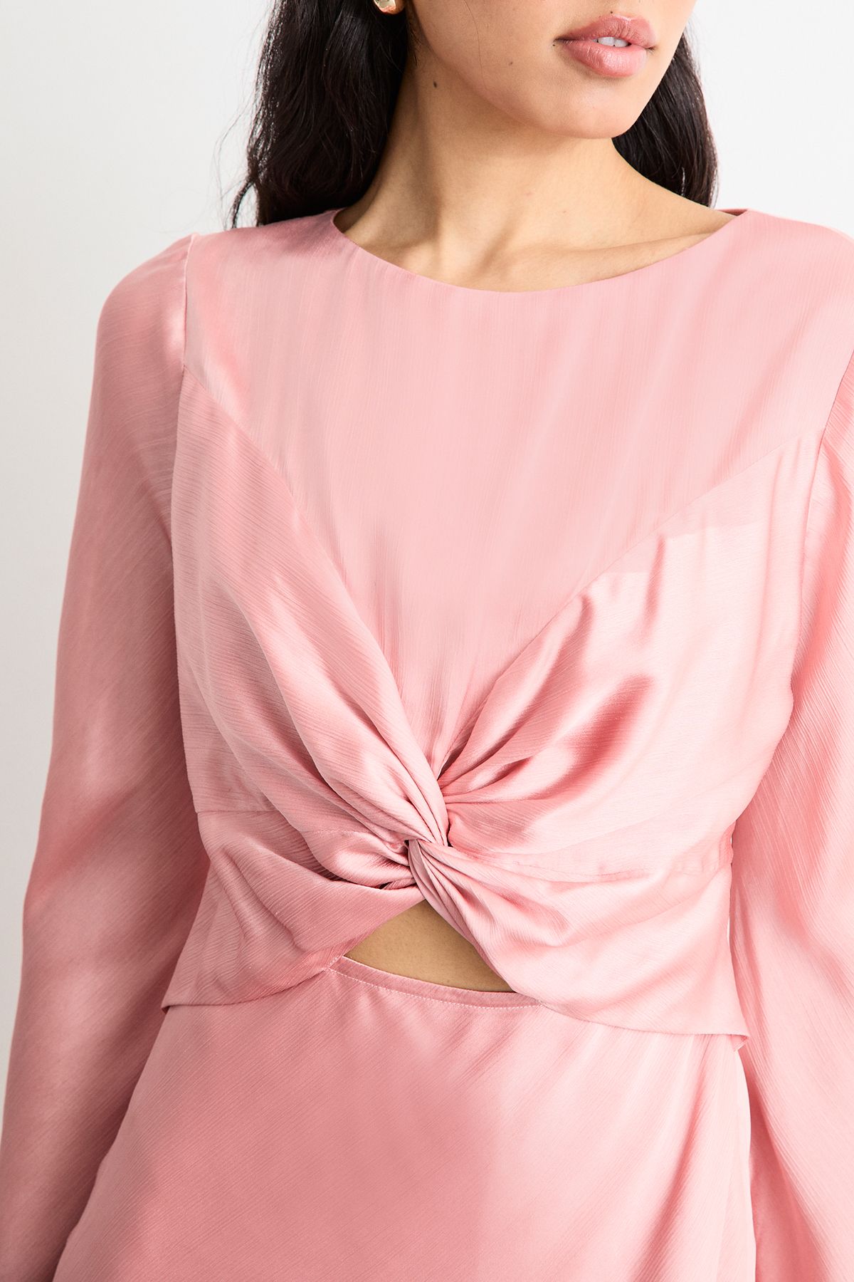 Warehouse Twist Front Cut Out Bias Cut Midi Dress