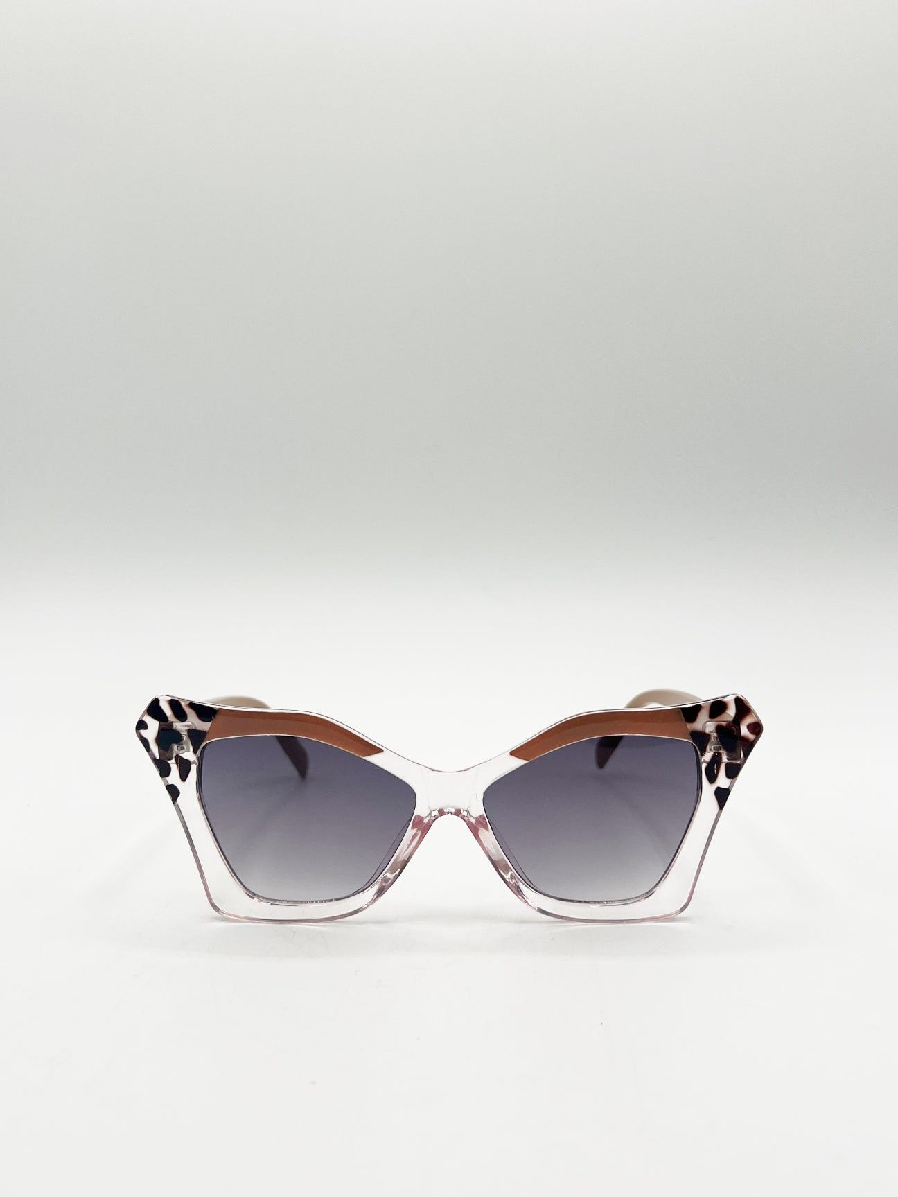 SVNX Oversized Cat-Eye Sunglasses in Nude