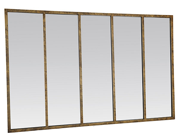 Miroir rectangulaire style industriel effet vieilli doré L.137 x H.90 x ep.5 cm