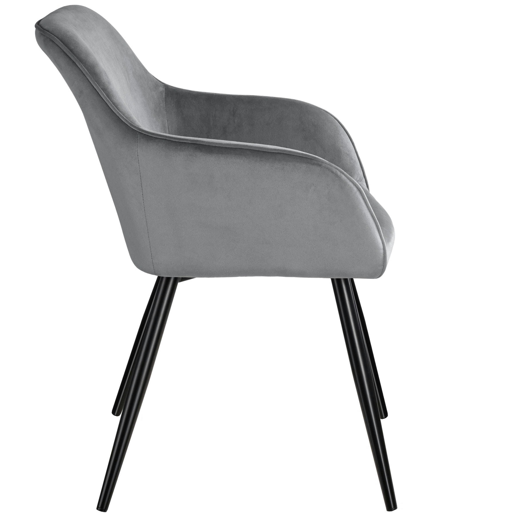 - Chaise Rembourrée, aspect velours gris/noir