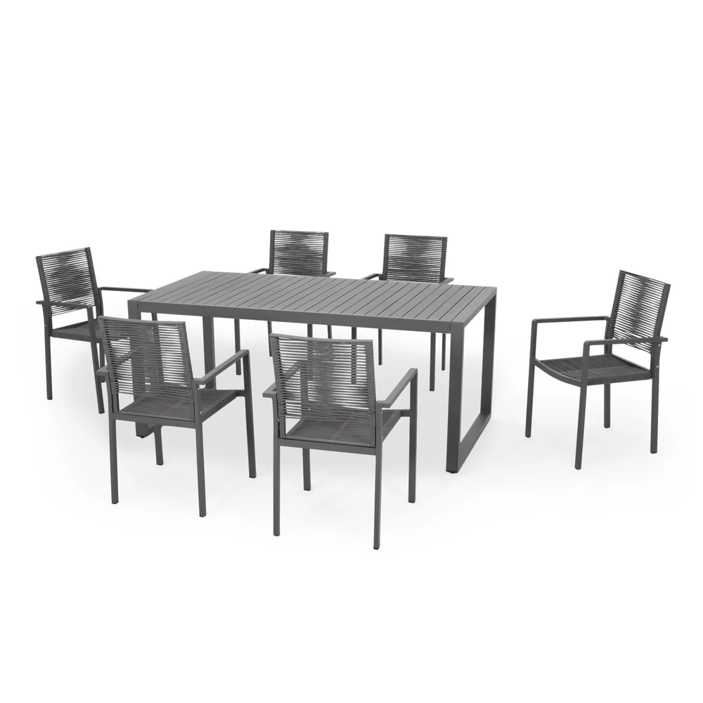 Blan 6-seater Aluminum Dining Set by Christopher Knight Home