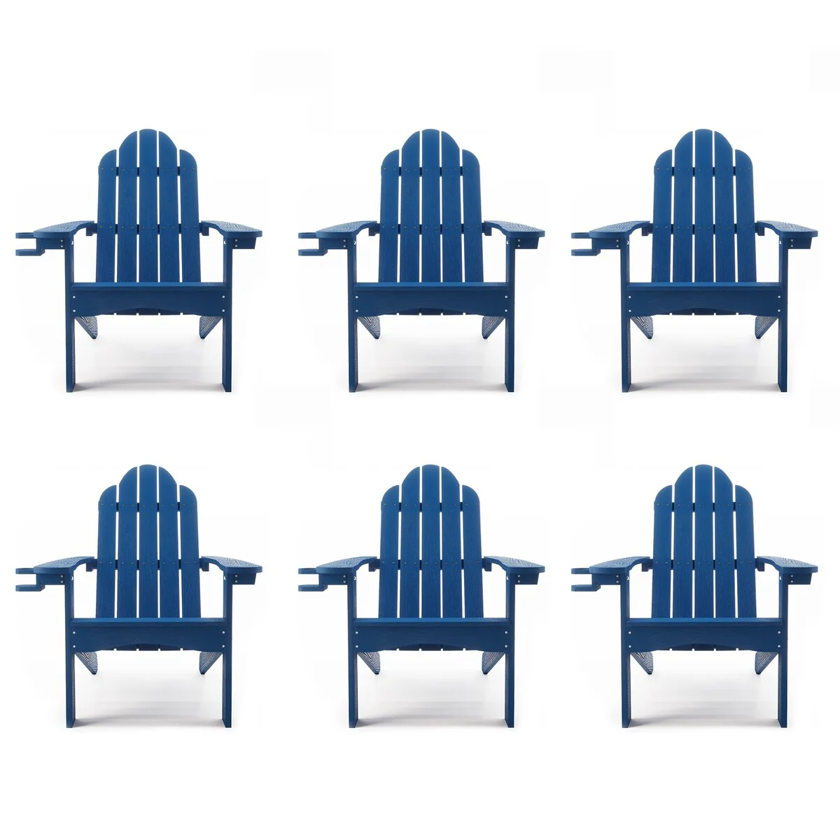 LUE BONA Outdoor Eco-Friendly All Weather HDPS Plastic Adirondack Chairs Set of 6 - 30 in.W x 35 in.D x 36.5 in.H