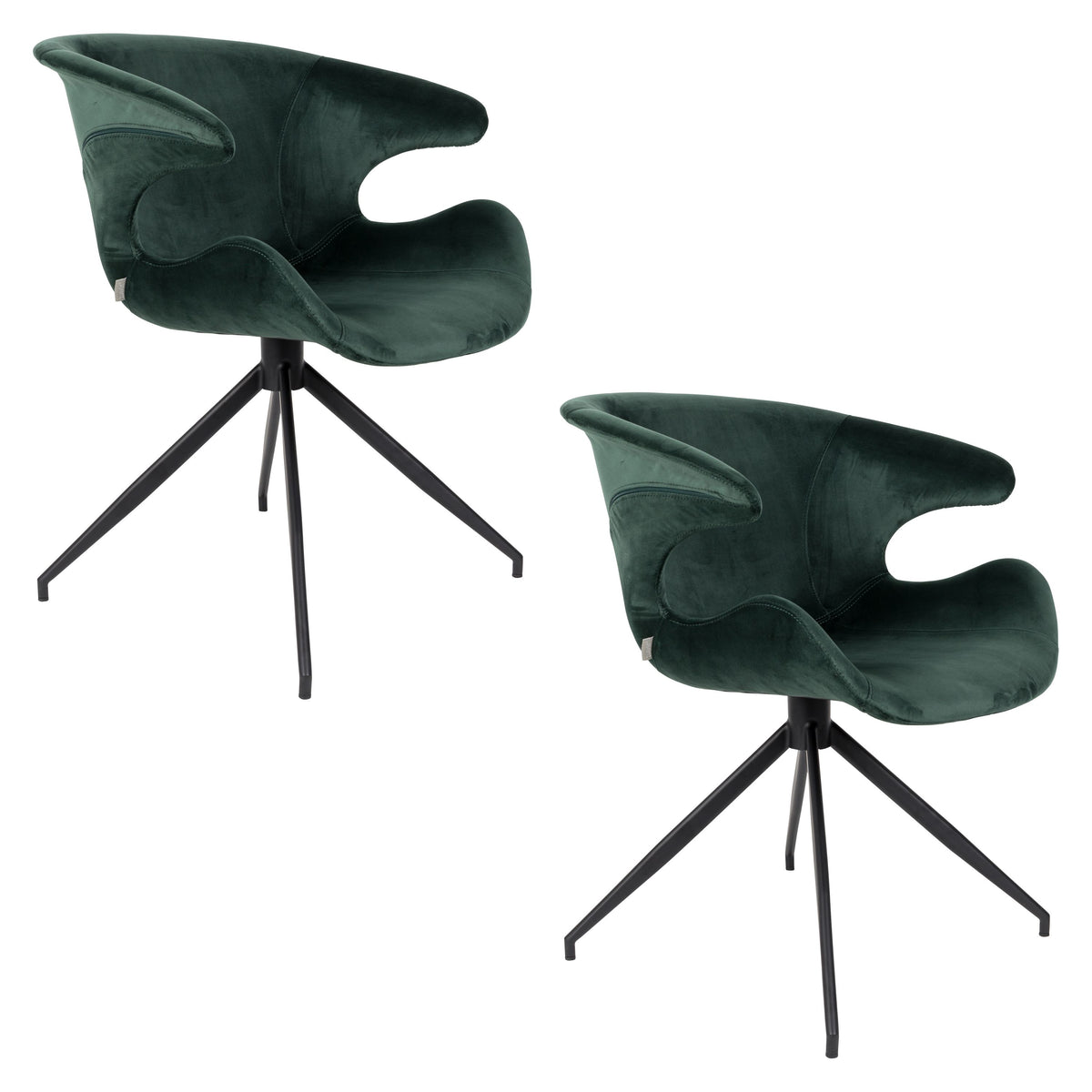 Zuiver Mia Eetkamerstoelen Armleuning Groen - Set van 2