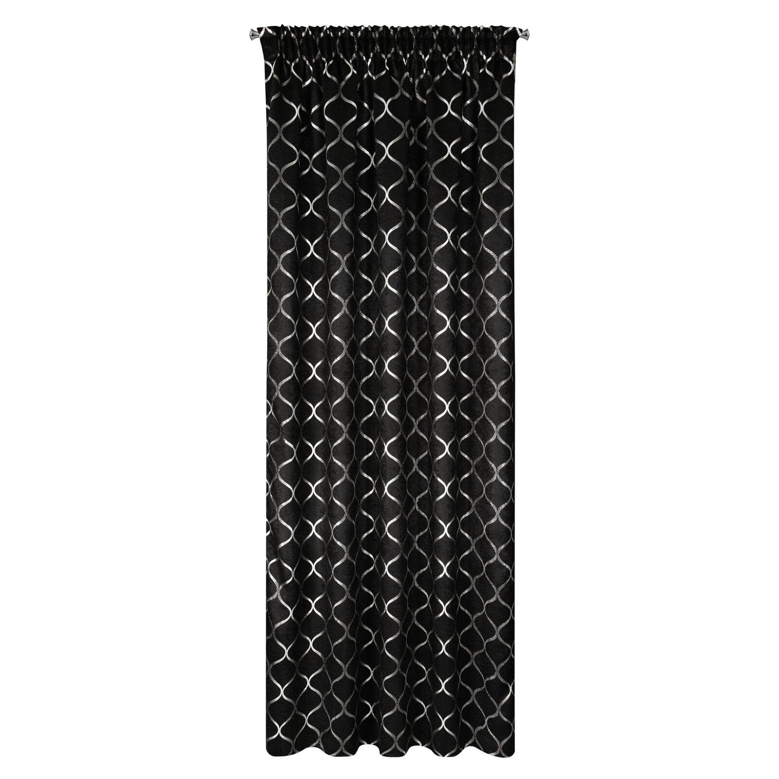 Zasłona zaciemniająca błyszcząca na taśmie MILI 140X270 czarna   srebrna