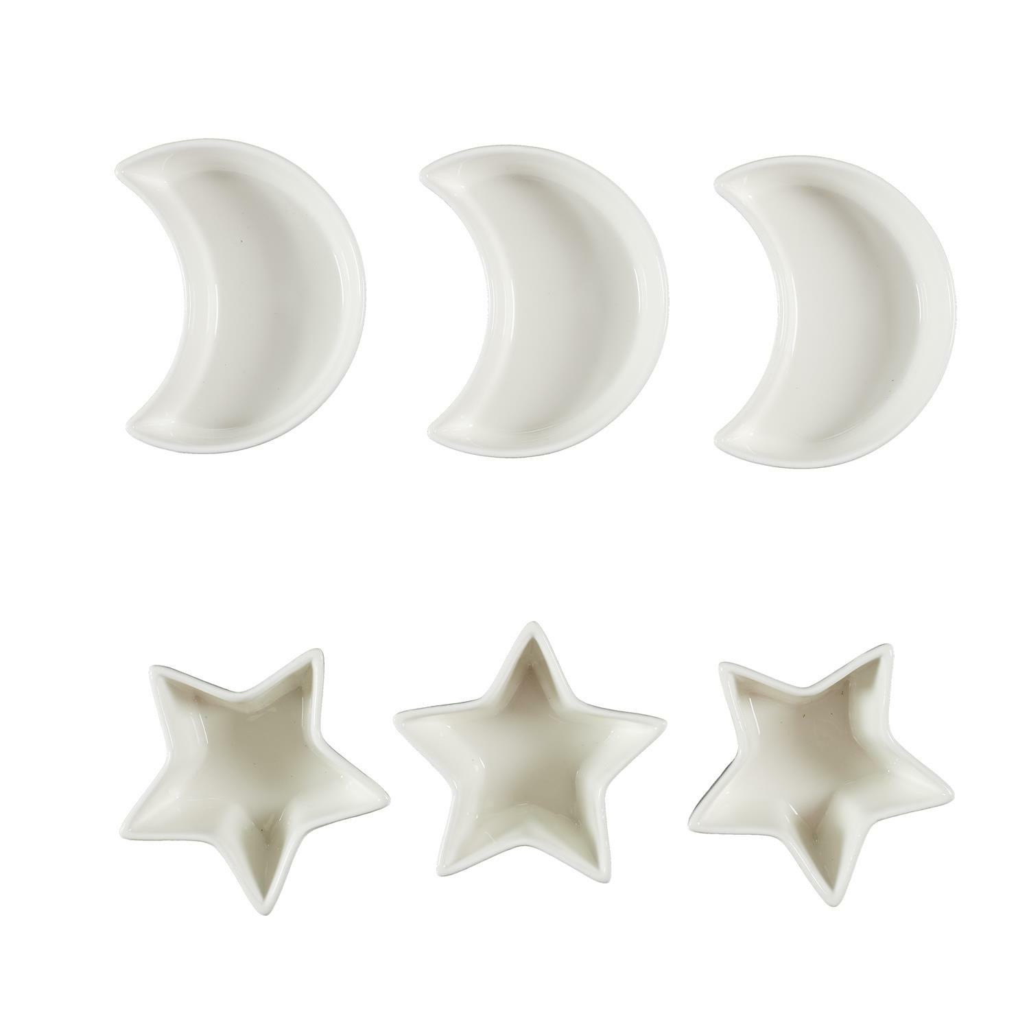 Zestaw 6 naczyń do serwowania star/moon biały ceramiczny