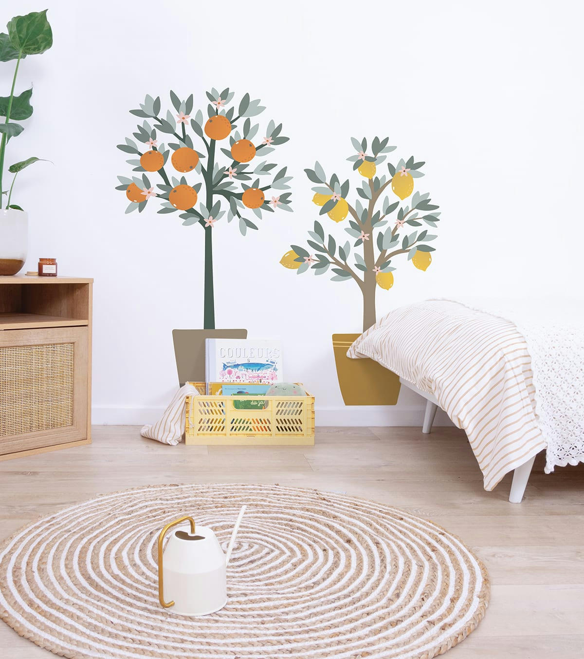 LOUISE - Grand sticker oranger et citronnier en vinyle mat multicolore