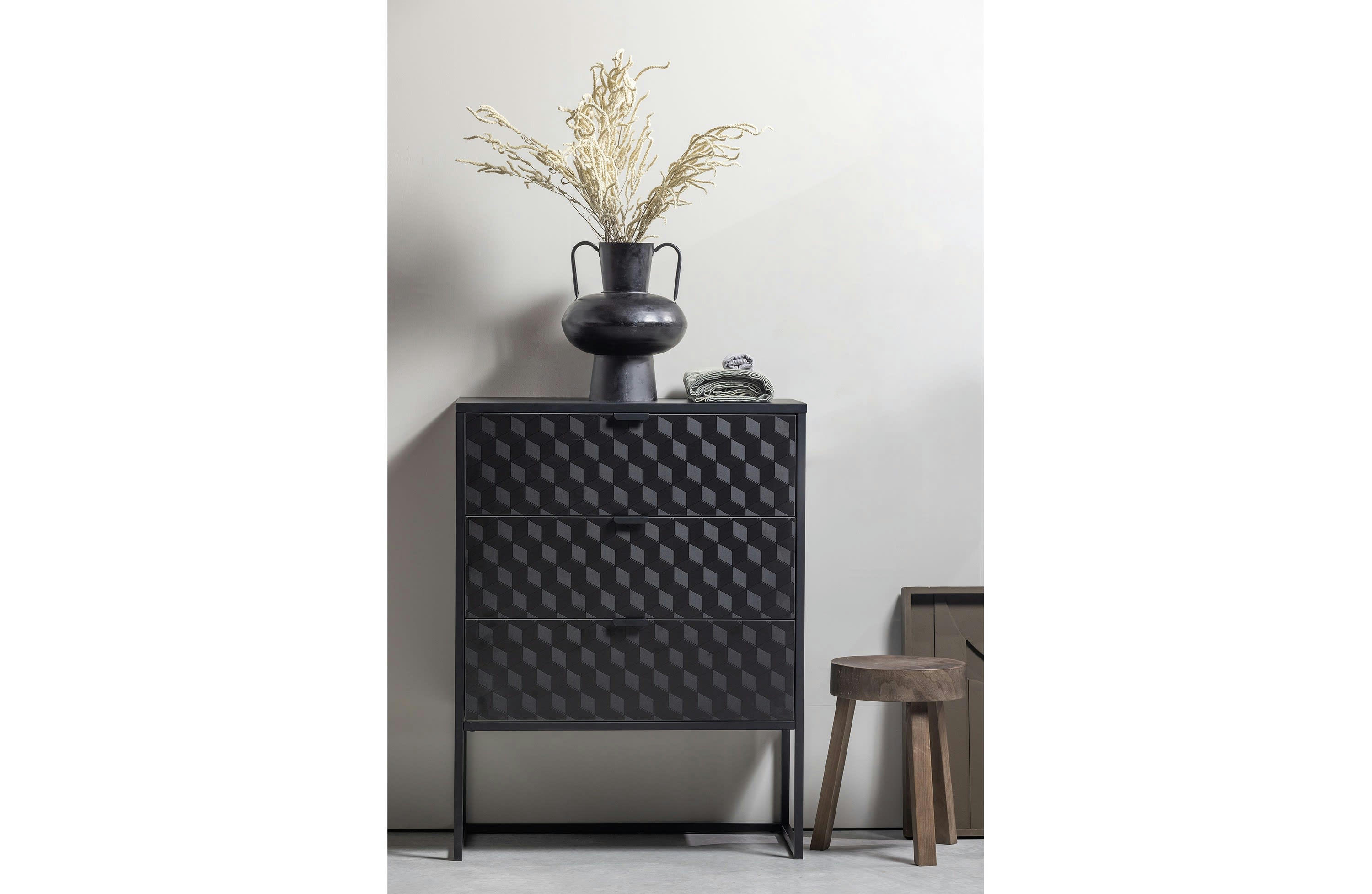 VERE - Grand vase en métal noir H37