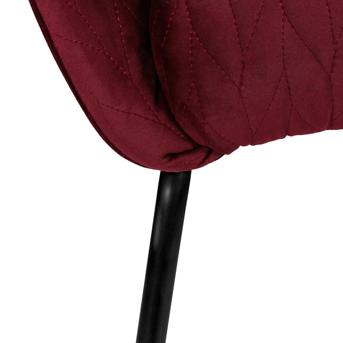 MARCO - Fauteuil en velours bordeaux pieds métal