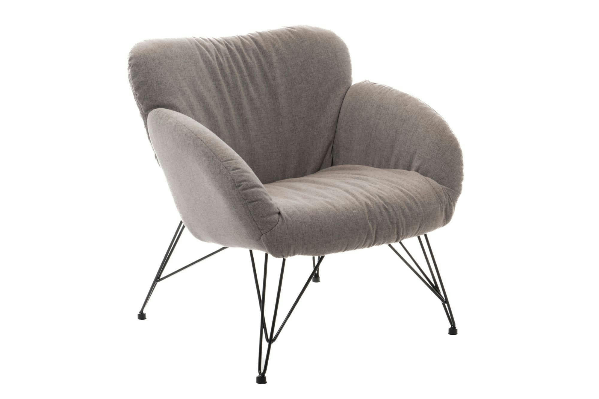 ATLANTIQUE - Fauteuil lounge en tissu et piétement en métal noir
