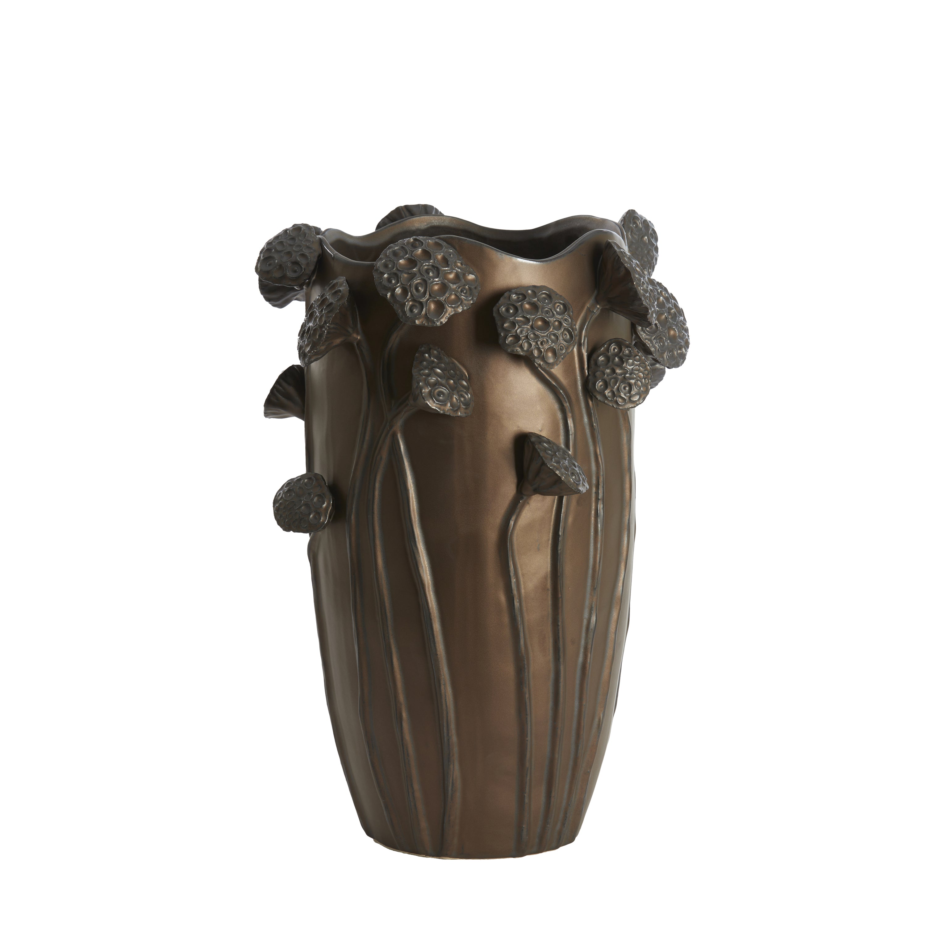 Light & Living keramiek vaas LAVCI mat donkerbruin – 35,5x35x51 cm