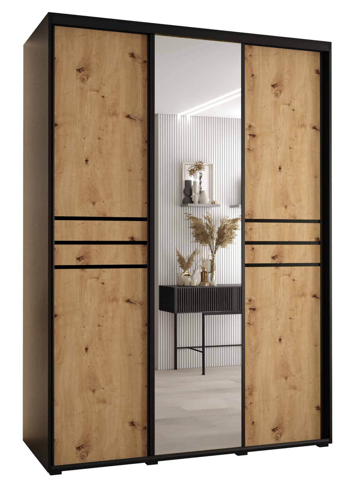 Szafa przesuwna 60 wysoka Davos 11 180 czarny artisan czarny