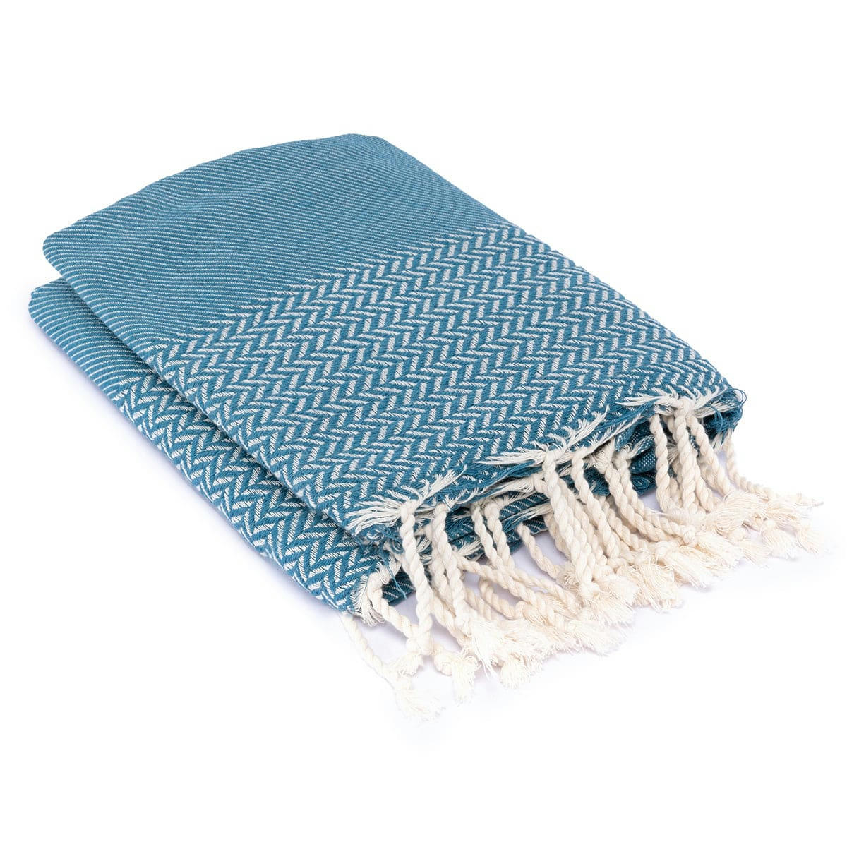 OSLO - Plaid coton  160x250 bleu pétrole