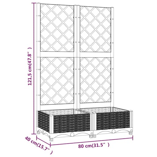 NNEVL Garden Planter with Trellis Black 80x40x121.5 cm PP