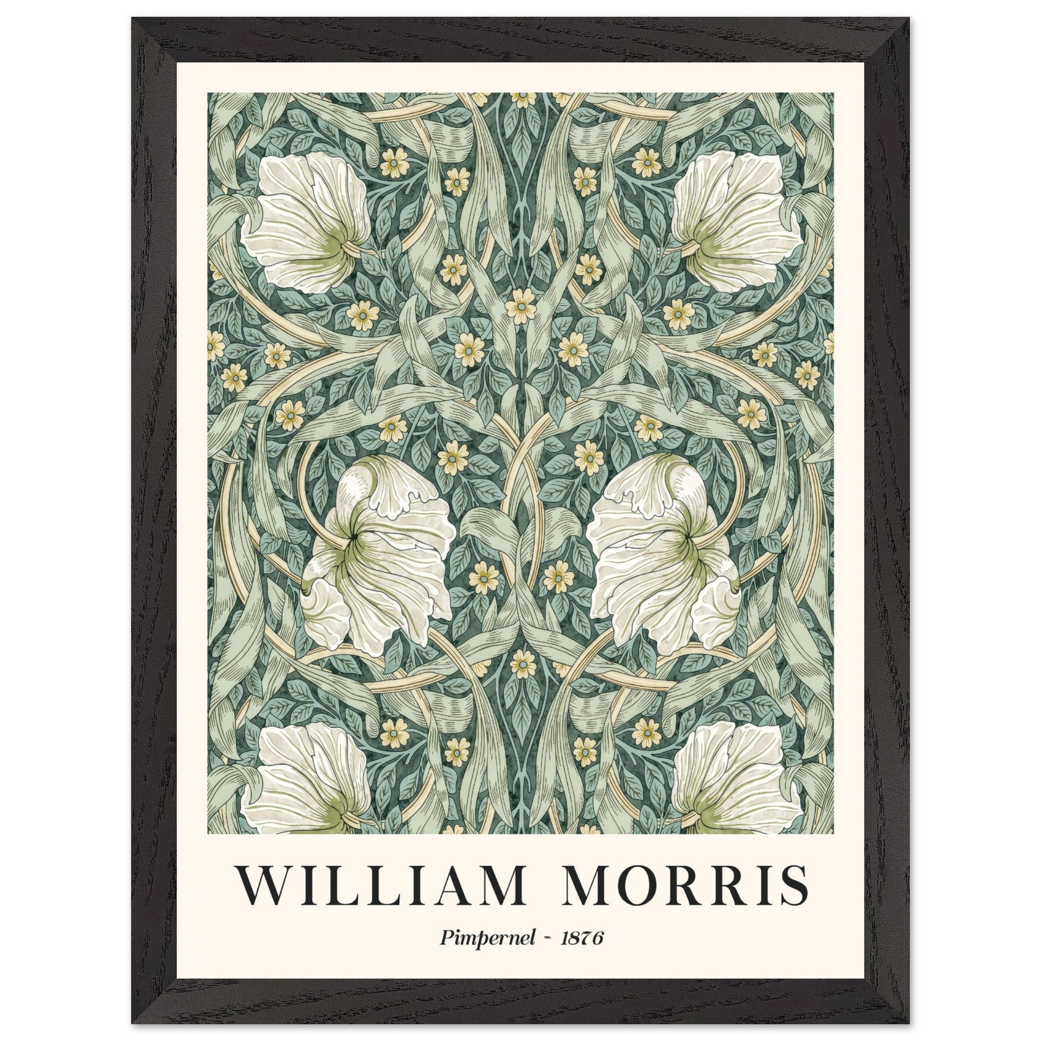 Artfulprints Poster met Lijst William Morris - Pimpernel 1876  - 30x40 cm - Groen