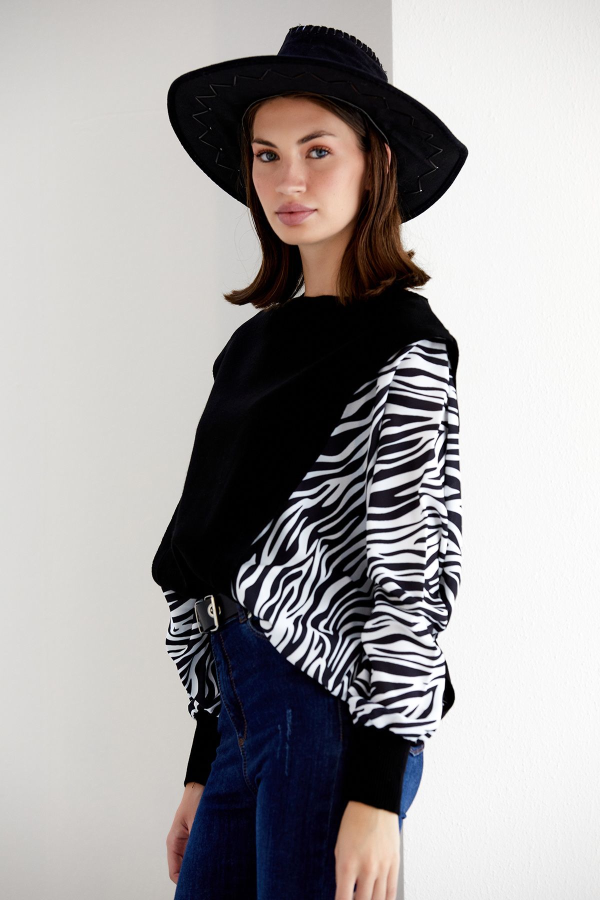 Belissh Wild Zebra Oversized Knit Jumper
