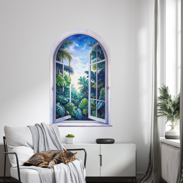 Naklejki dziury tropikalny widok 3D efekt wyrwy 53x80