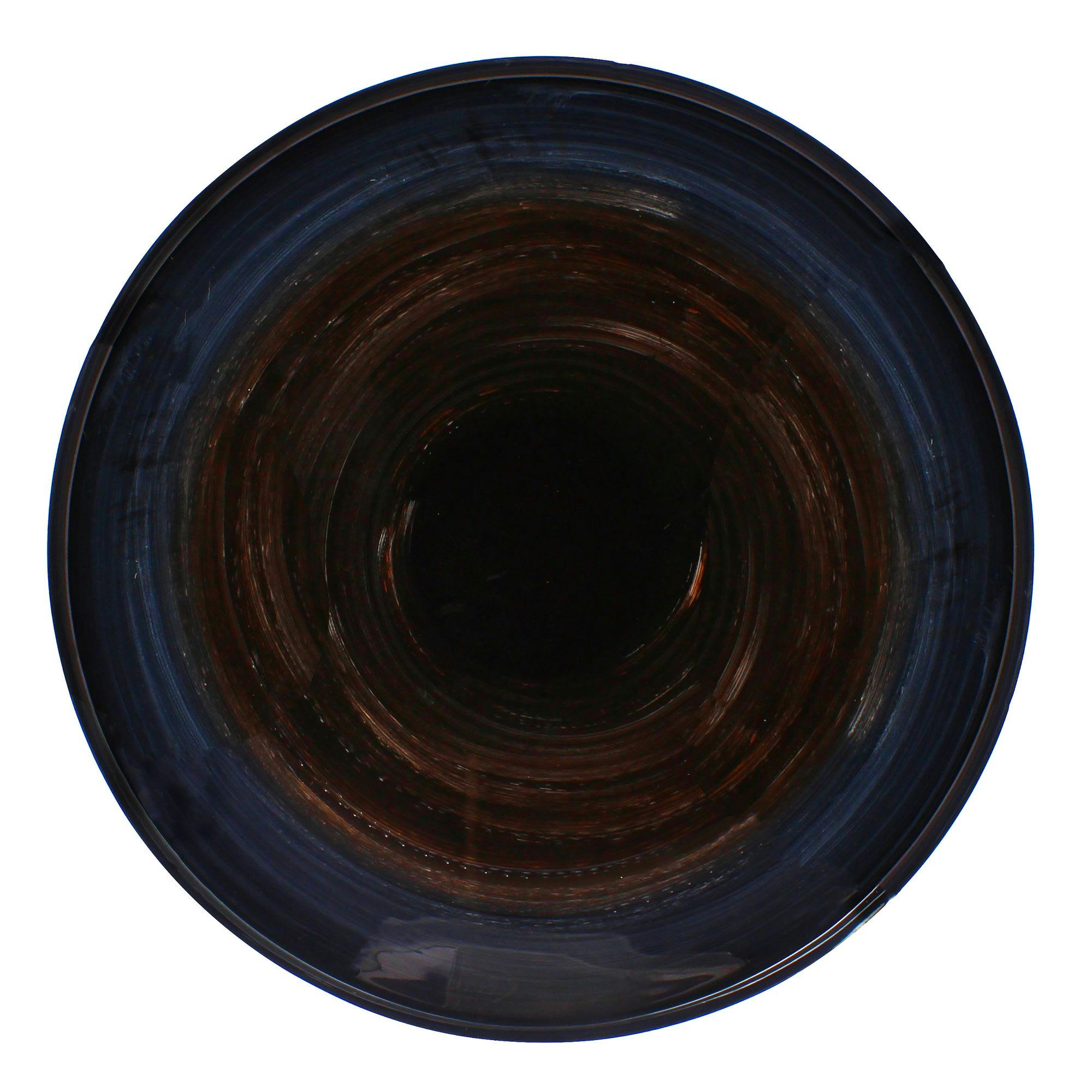 CIRI - Plateau rond en métal émaillé marron et bleu Ø48cm