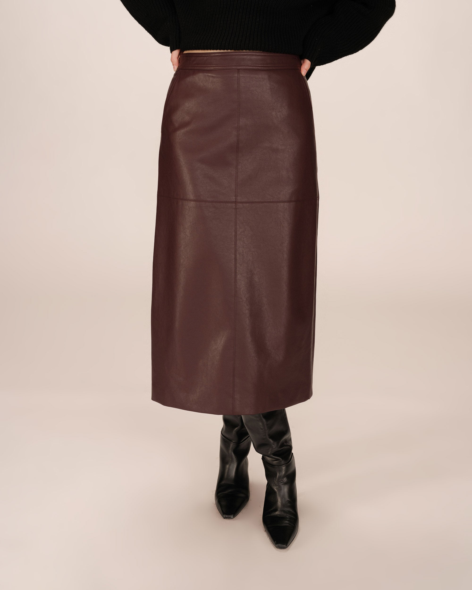 Jupe simili cuir bordeaux Sirene
