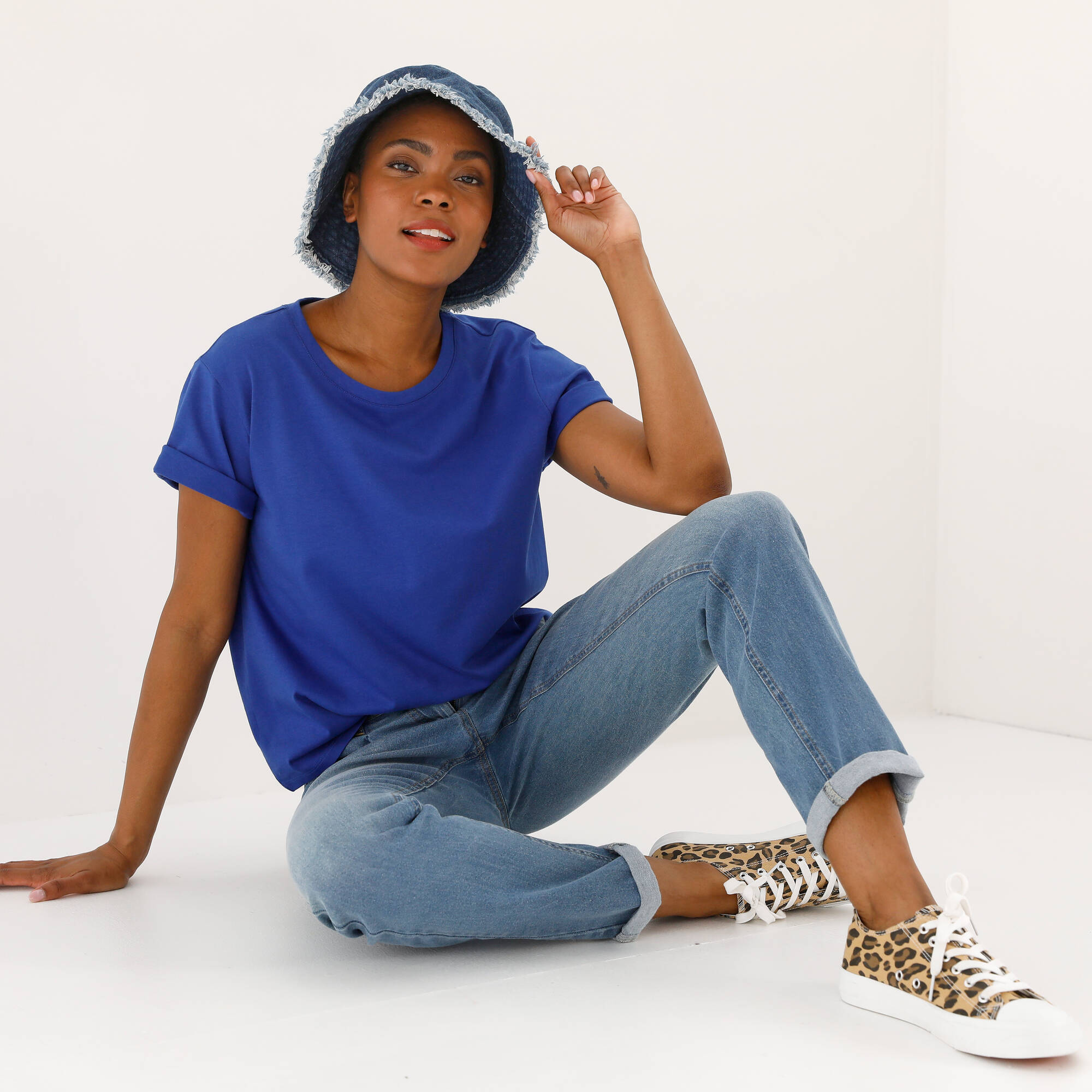 T-shirt "loose" en coton, uni