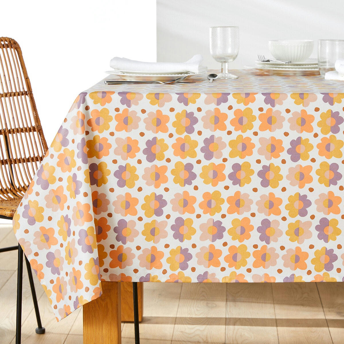Nappe type toile cirée, pur coton souple, Orlina