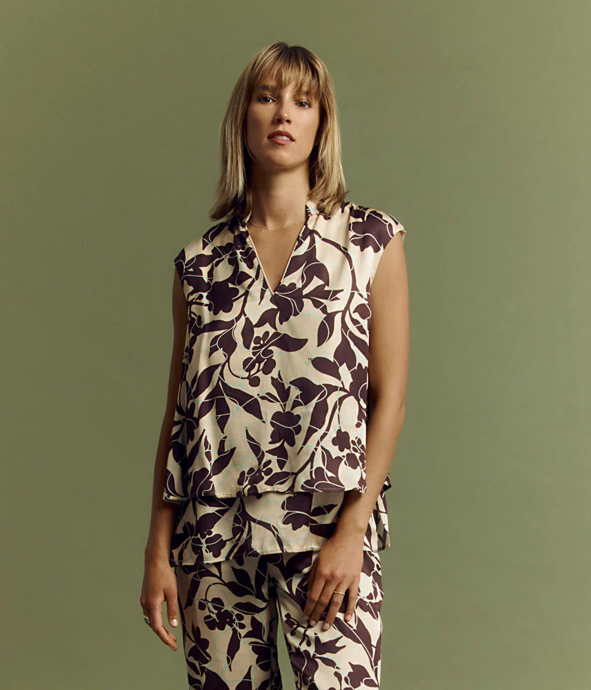 Top fluide en satin de viscose CONSTELLATION/85076/541