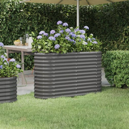 NNEVL Garden Raised Bed Powder-Coated Steel 114x40x68 cm Grey