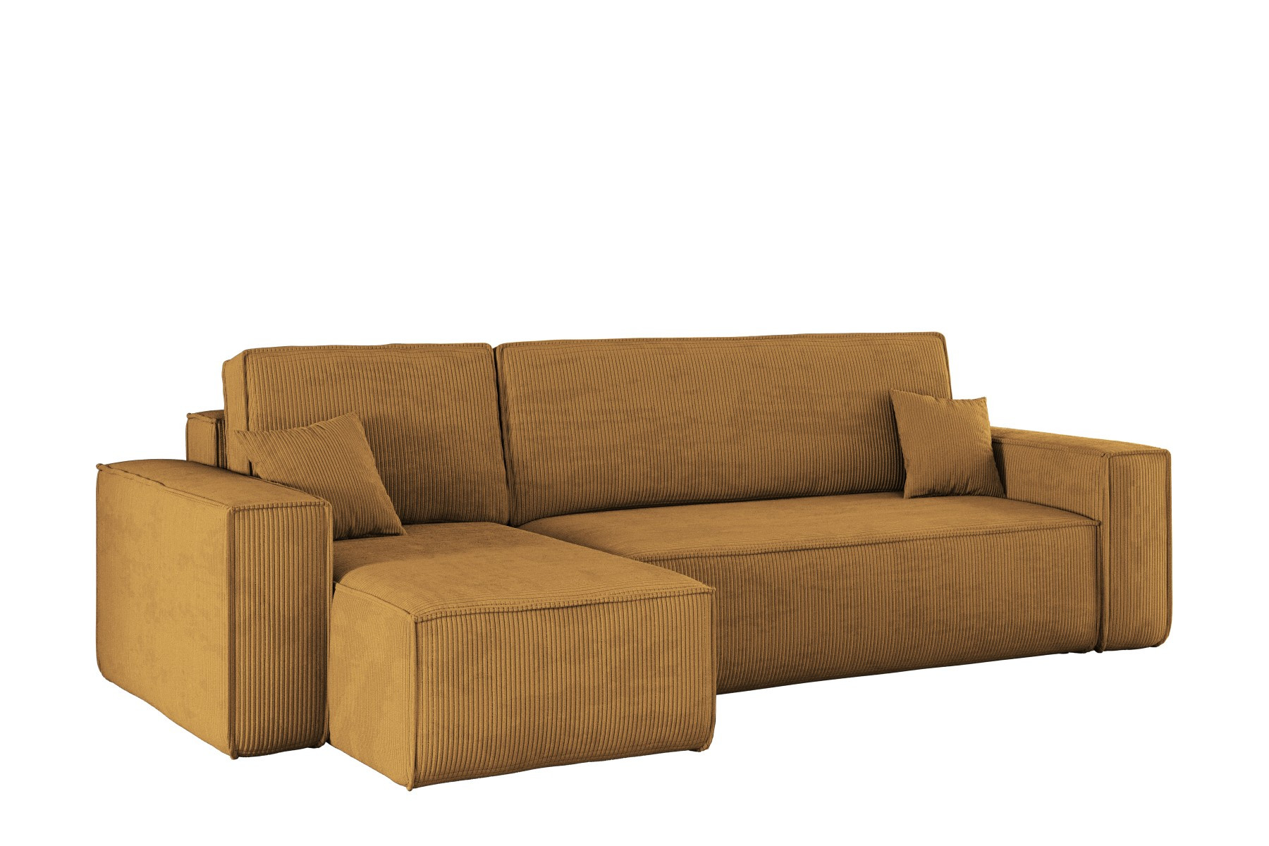 Sofa w kształcie L BEST narożnik, tkanina Poso, Musztardowy Lewostronny