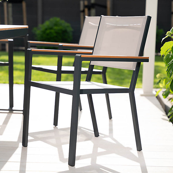 Lot de 6 chaise home deluxe exterieur en aluminium gris H. 85 cm