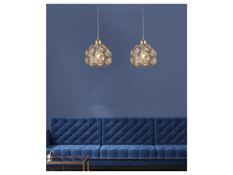 Lampa wisząca Florence 2-punktowa stalowa złota