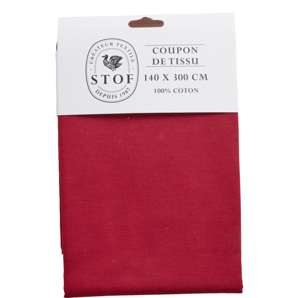 Coupon tissu coton 140x300cm rouge cerise