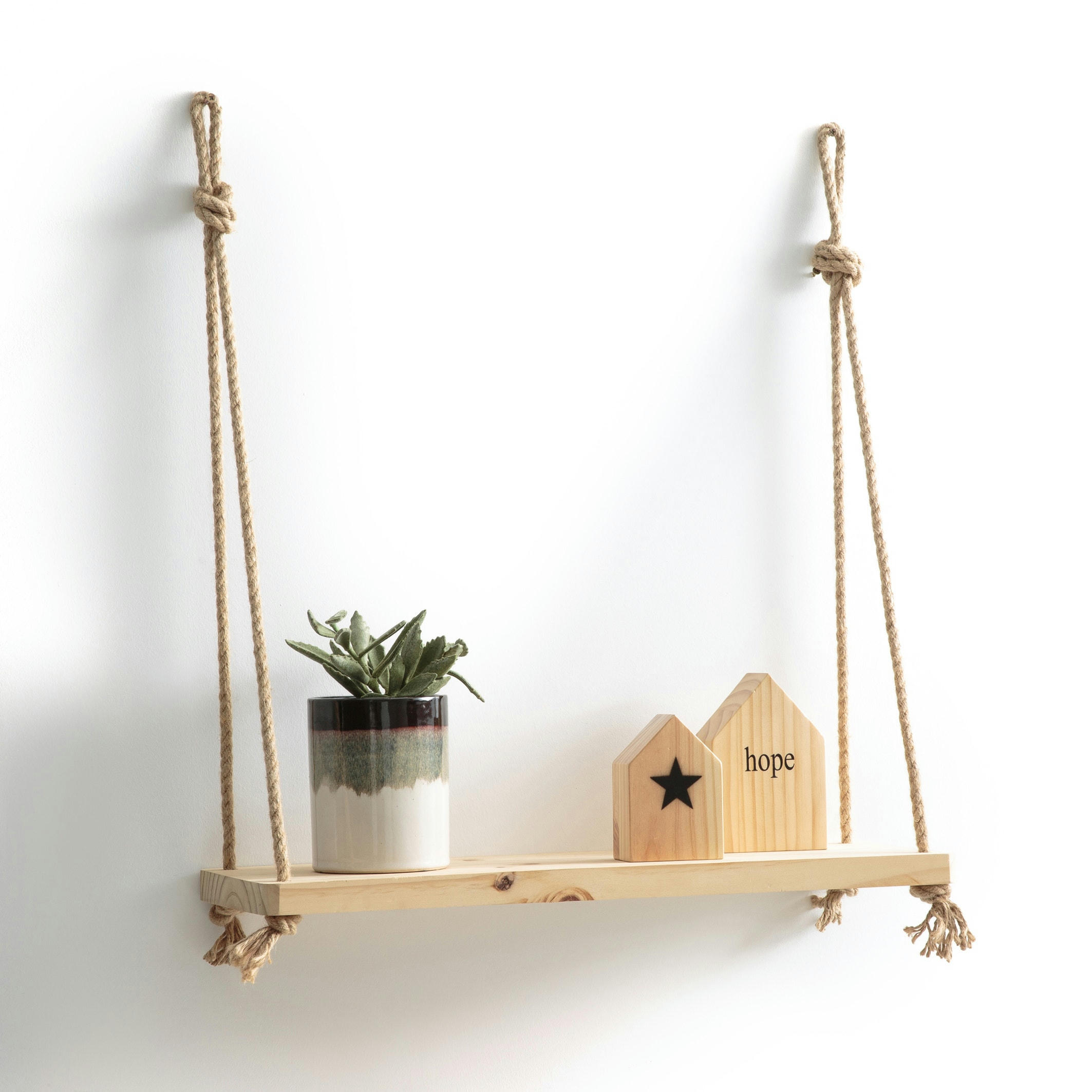 Etagère murale en pin et sisal L60 cm, Maréo