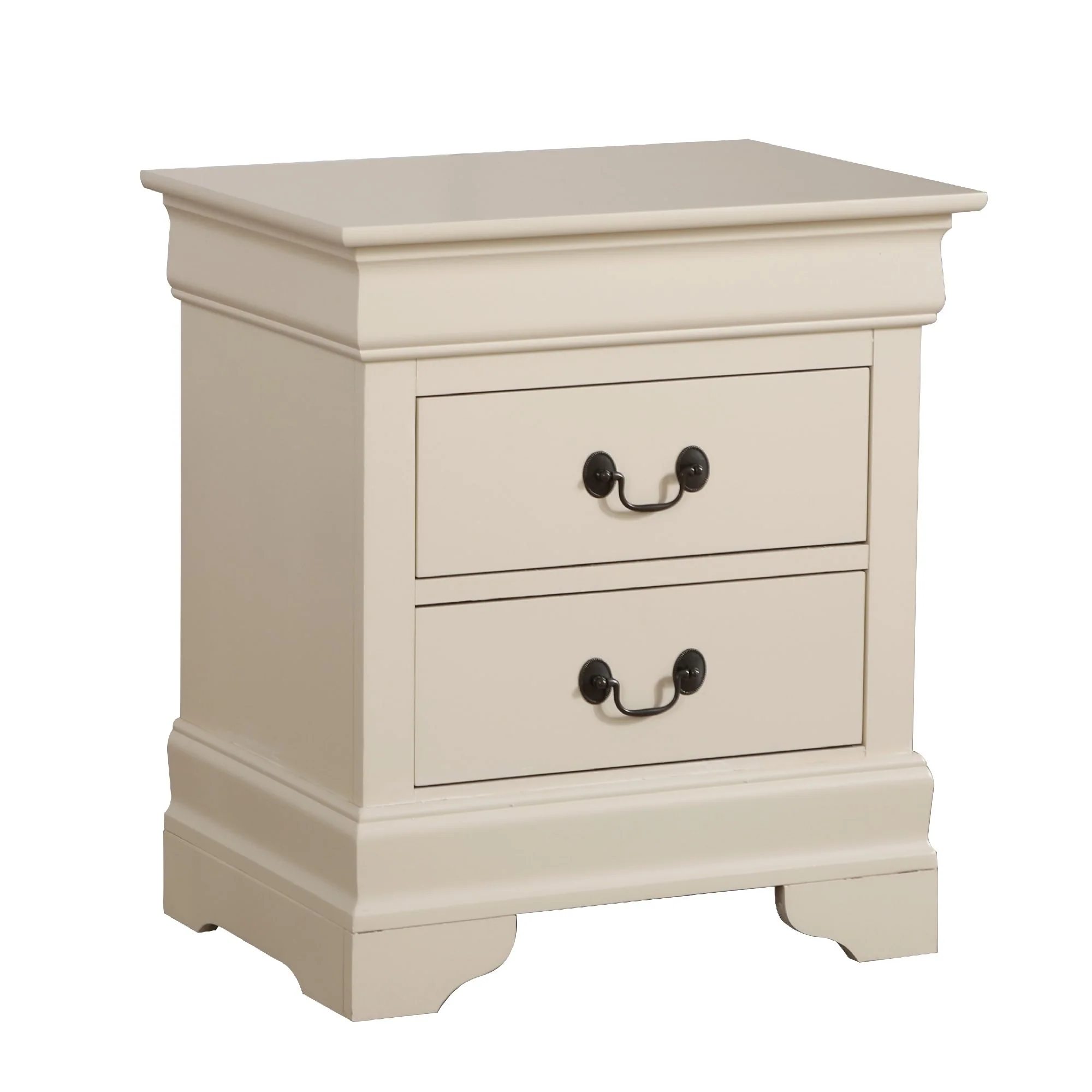 2-Drawer Wooden Nightstand - 24 - Beige