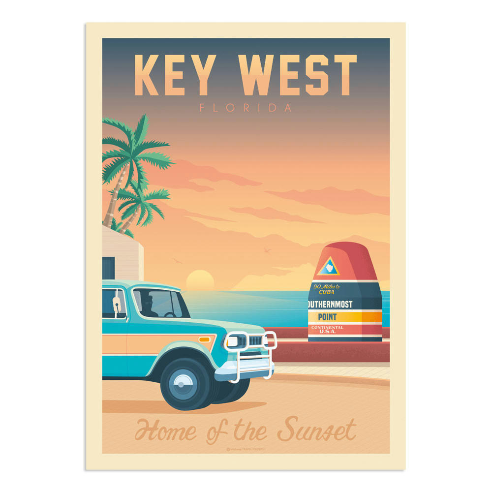 - Affiche Key West Southernmost point  21x29,7 cm